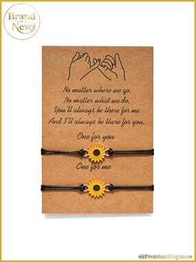 Sunflower Matching Bracelets Set for Best Friends Women Boho Adjustable
